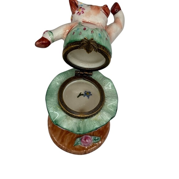 Trinket Box Dancing Pig Ballerina Hinged vintage Studio USA Porcelain. Perfect - Picture 6 of 9